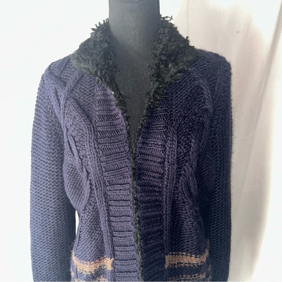 Free People Black and Brown Cardigan Sweater North Star Sweater - Picture 3 of 9